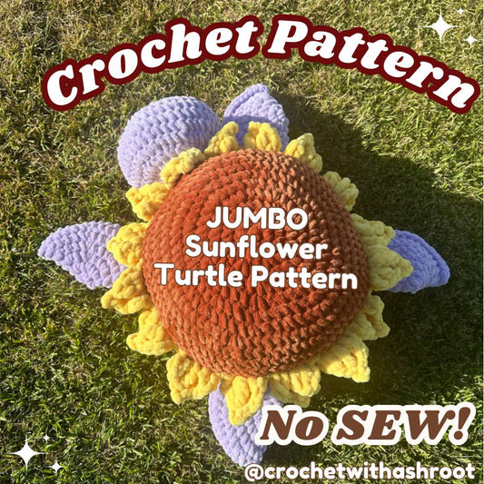 Jumbo Sunflower Turtle Crochet Pattern: No Sew Amigurumi (PDF Pattern)