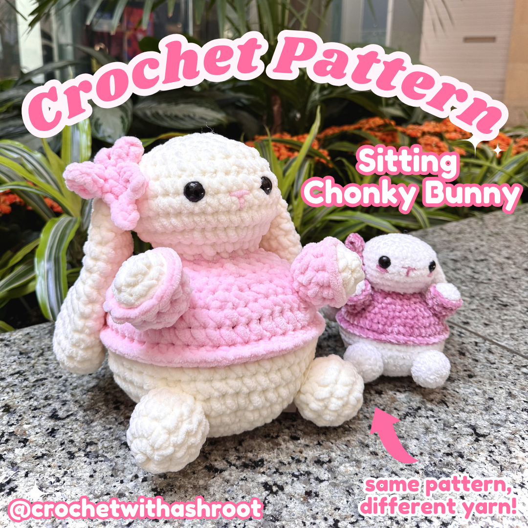 Chonky Sitting Bunny Crochet Pattern: No Sew Amigurumi (PDF Pattern)