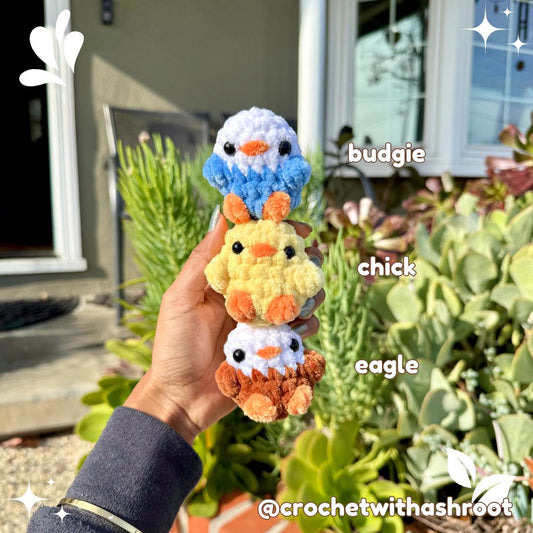 Tiny Crochet Bird Plushie, Pocket Pal Gift, Keychain Option