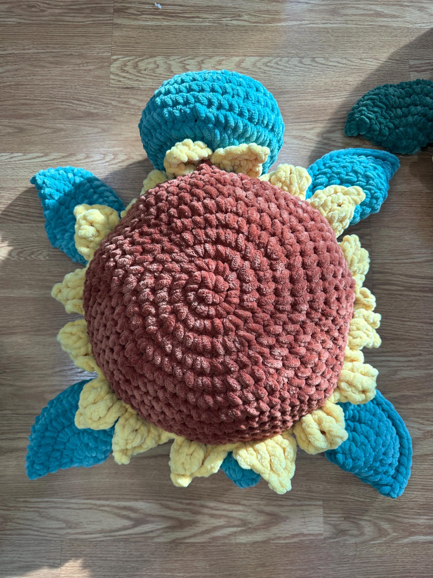 HUGE Crochet Sunflower Turtle Plushie, Amigurumi Decor