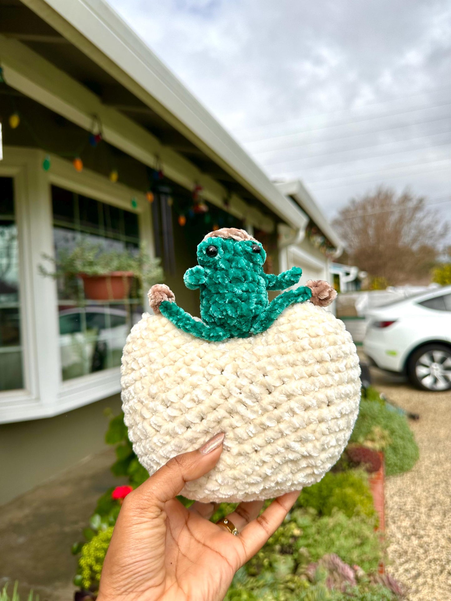Space Cowboy Frog Plushie, Amigurumi Cloud Decor