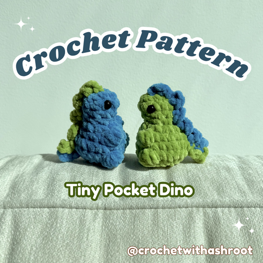 Pocket Dino Crochet Pattern: Amigurumi, No Sew, Mini Plush (PDF Pattern)