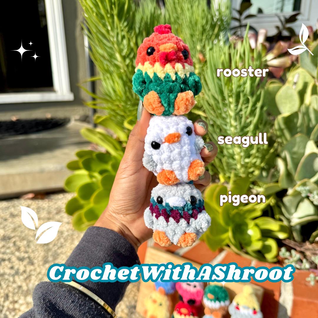 Tiny Pocket Bird Crochet Pattern, 15 in 1 No Sew Amigurumi (PDF Pattern)