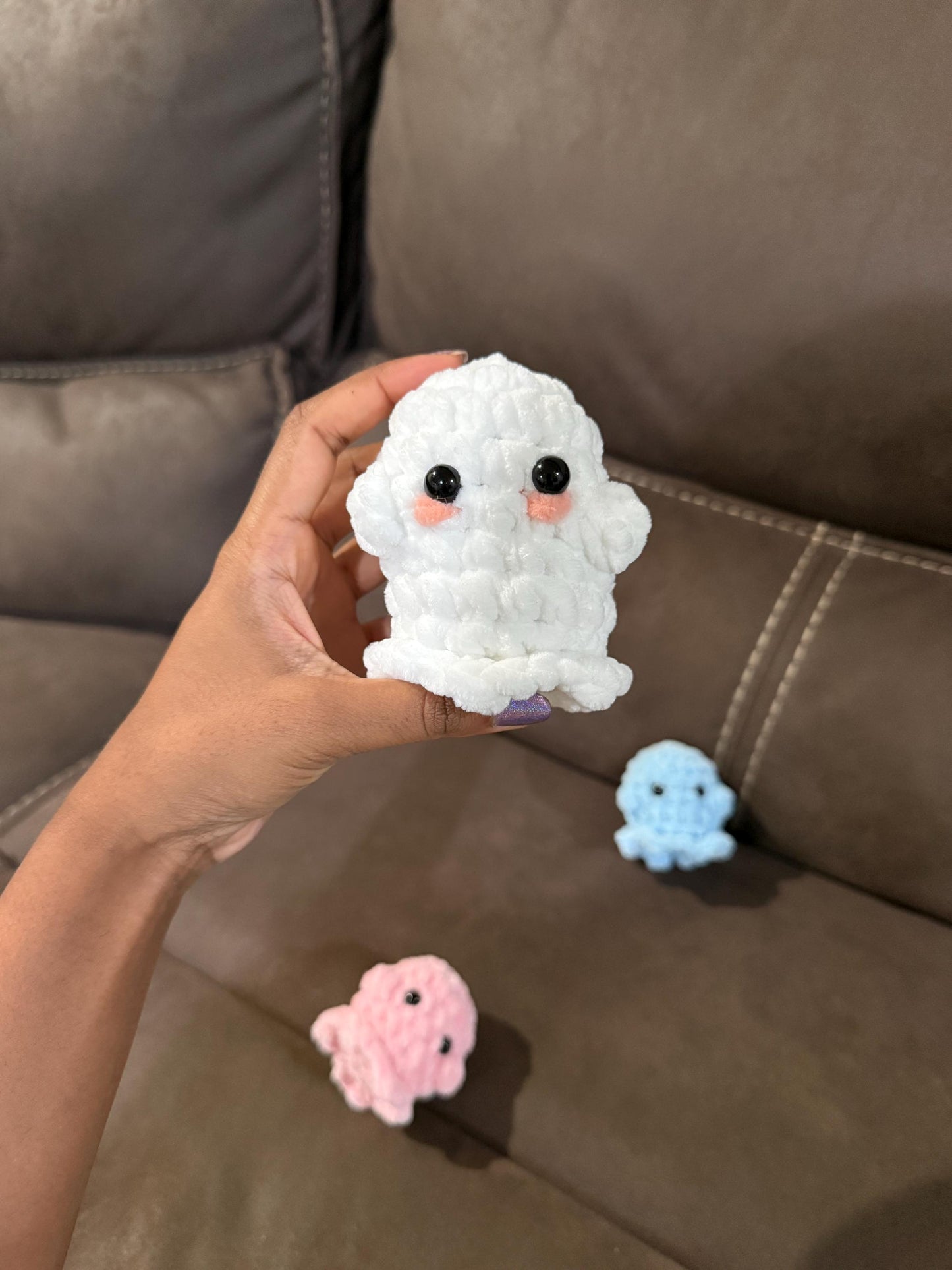Crochet Ghost Plushie, Super Soft Halloween Stuffed Animal