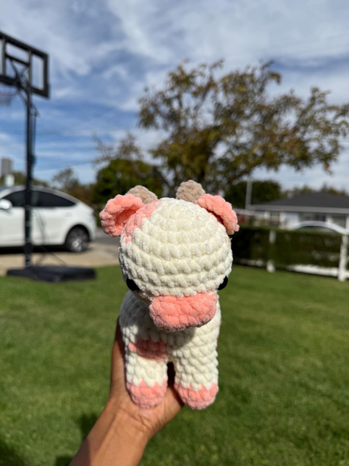 Customizable Crochet Cow Plushie, Soft Stuffed Animal
