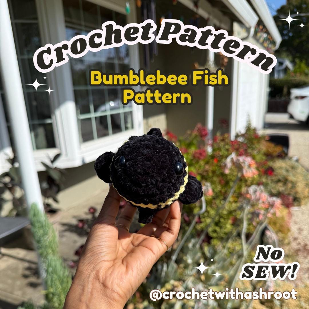 Bumblebee Fish Amigurumi Crochet Pattern: No Sew (US Notation)
