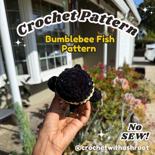 Bumblebee Fish Amigurumi Crochet Pattern: No Sew (US Notation)
