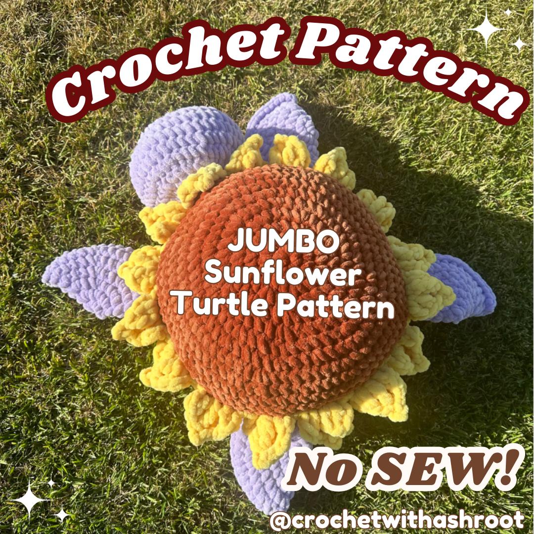 Jumbo Sunflower Turtle Crochet Pattern: No Sew Amigurumi (PDF Pattern)