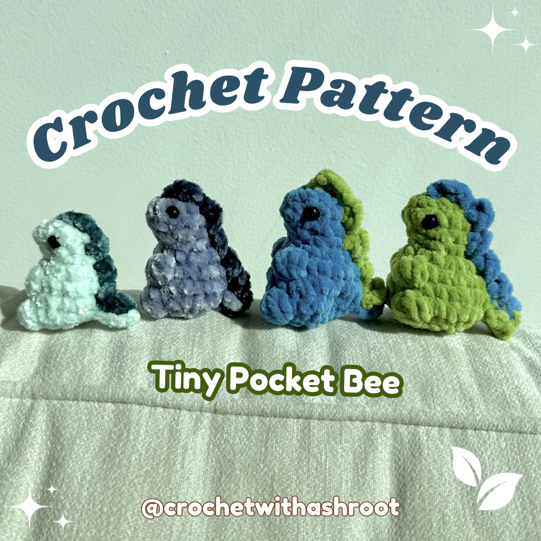 Pocket Dino Crochet Pattern: Amigurumi, No Sew, Mini Plush (PDF Pattern)