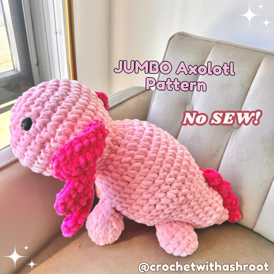 Jumbo Axolotl Amigurumi Pattern: No Sew (PDF Pattern)