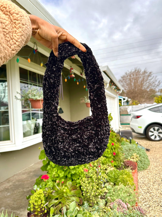 Handmade Black Velvet Donut Purse, Novelty Bag