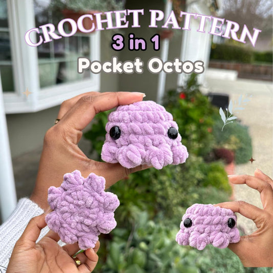 Pocket Octo Crochet Pattern: 3-in-1 No Sew Bundle (PDF Pattern)
