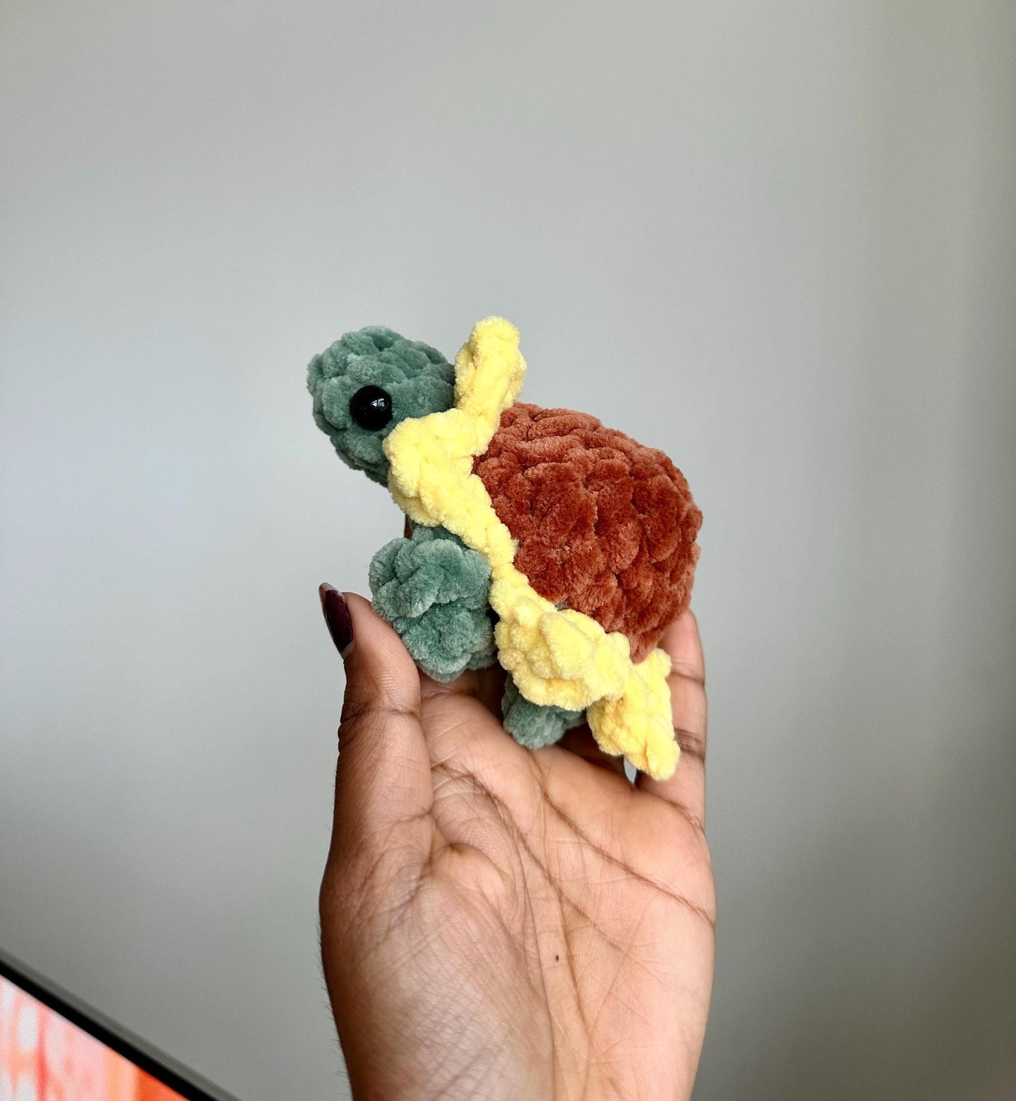 Customizable Tiny Sunflower Turtle Plushie, Amigurumi Decor