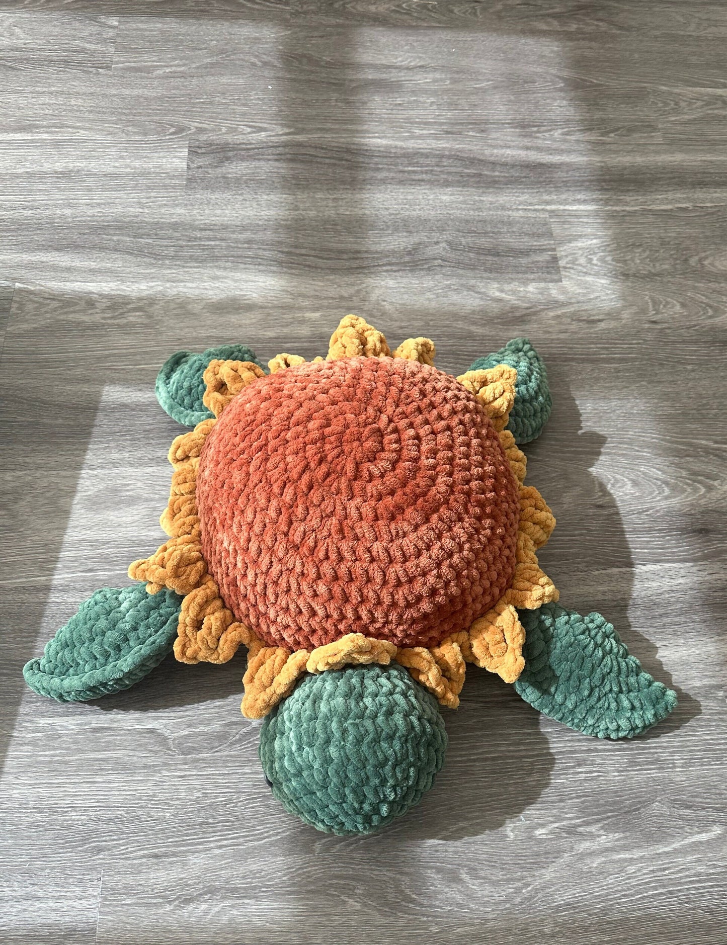 HUGE Crochet Sunflower Turtle Plushie, Amigurumi Decor