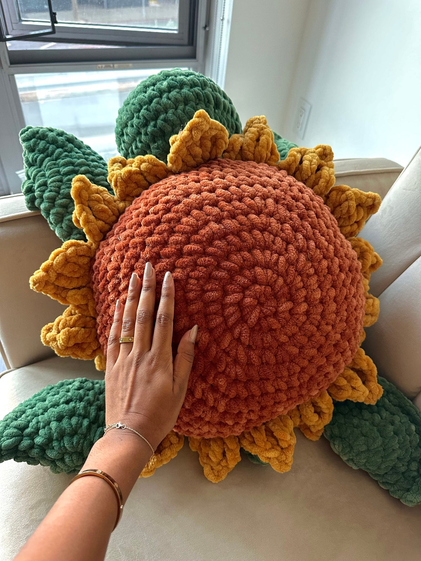 Jumbo Sunflower Turtle Crochet Pattern: No Sew Amigurumi (PDF Pattern)