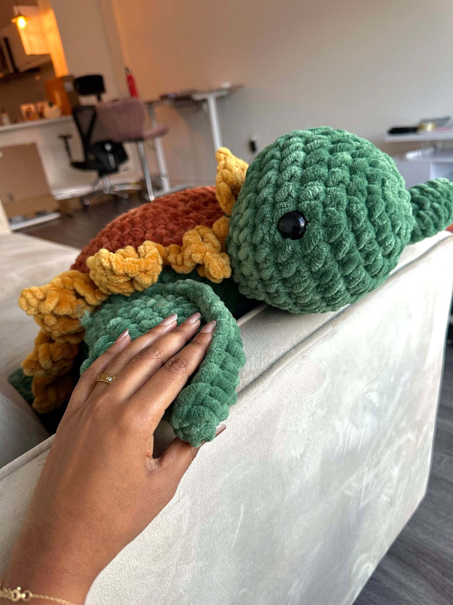 HUGE Crochet Sunflower Turtle Plushie, Amigurumi Decor
