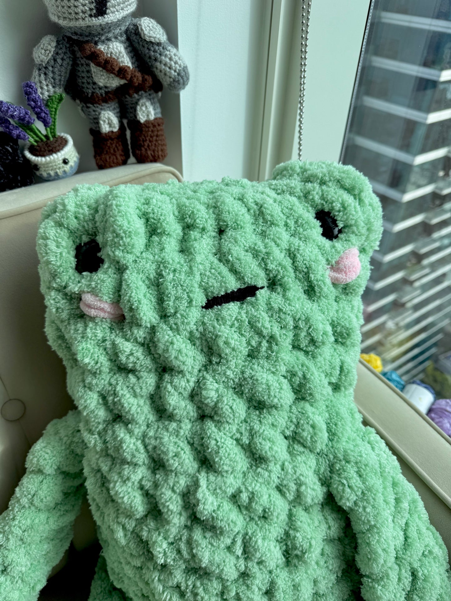 HUGE Jumbo Crochet Leggy Froggy Plushie, Amigurumi Decor, Frog, Large Plushie, Couch Decor, Couch Pillow