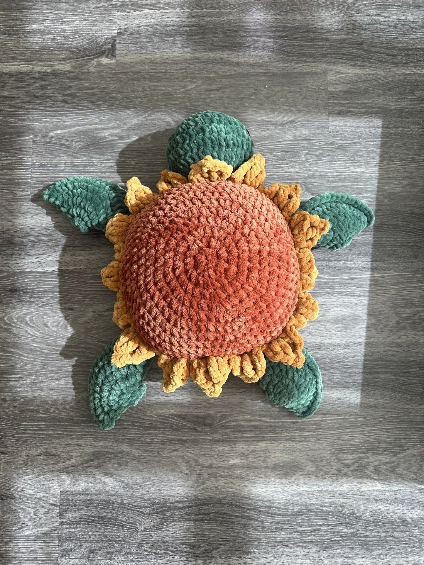 HUGE Crochet Sunflower Turtle Plushie, Amigurumi Decor
