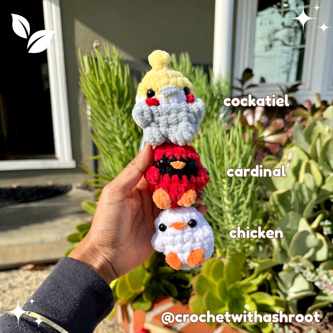 Tiny Crochet Bird Plushie, Pocket Pal Gift, Keychain Option