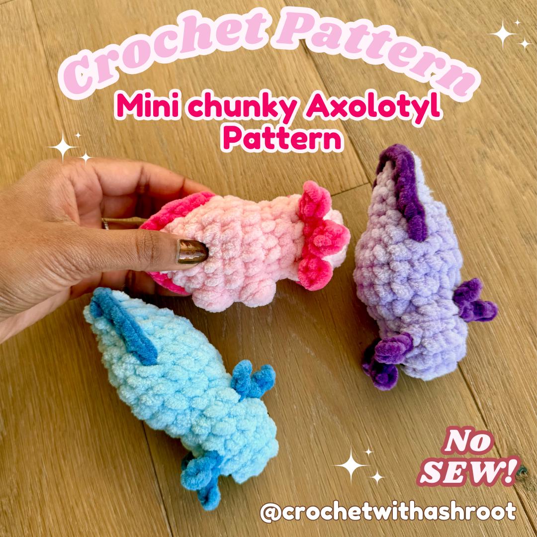 Chunky Amigurumi Axolotl Crochet Pattern: No Sew Mini Plush (PDF Pattern)