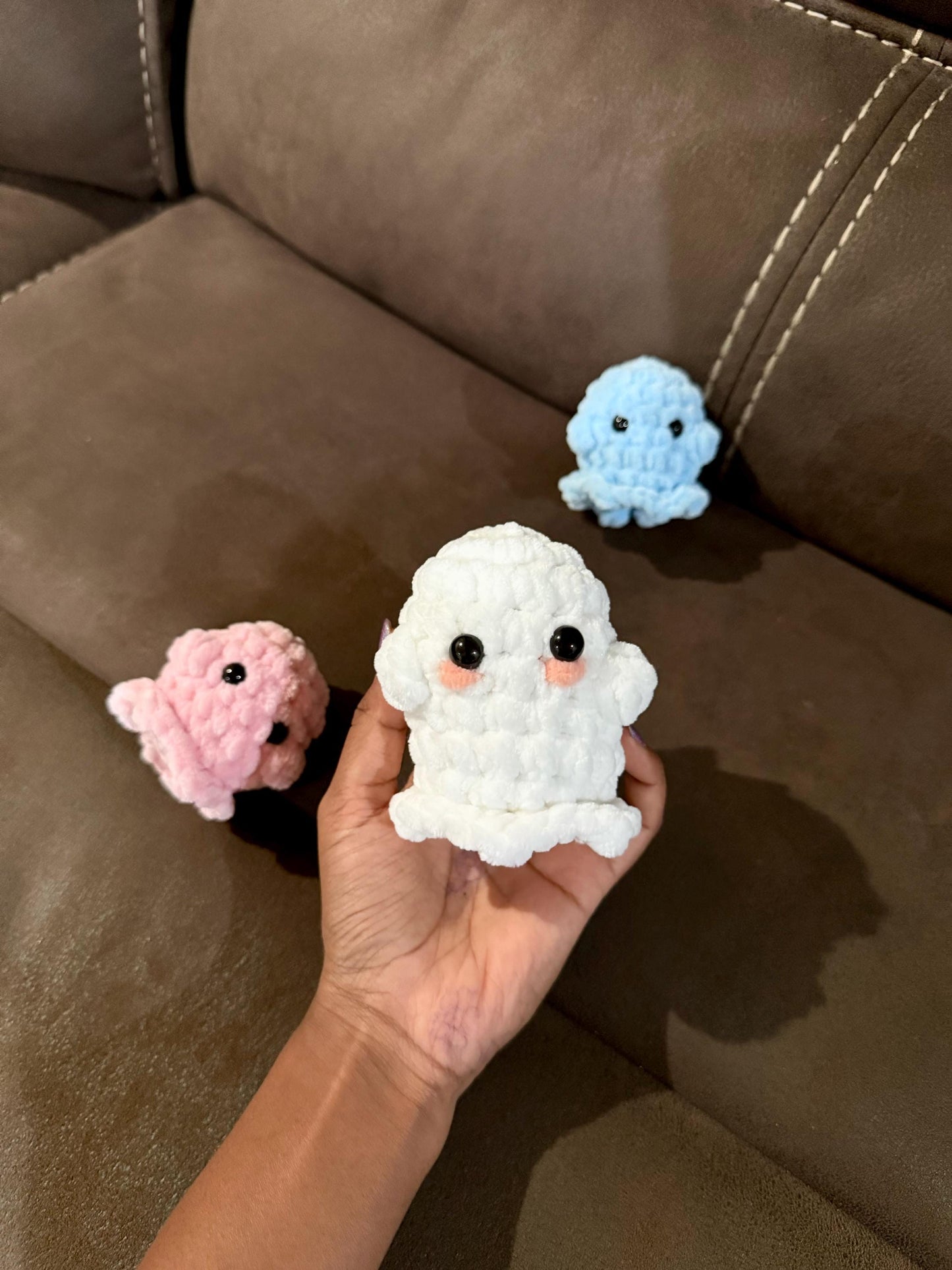 Crochet Ghost Plushie, Super Soft Halloween Stuffed Animal