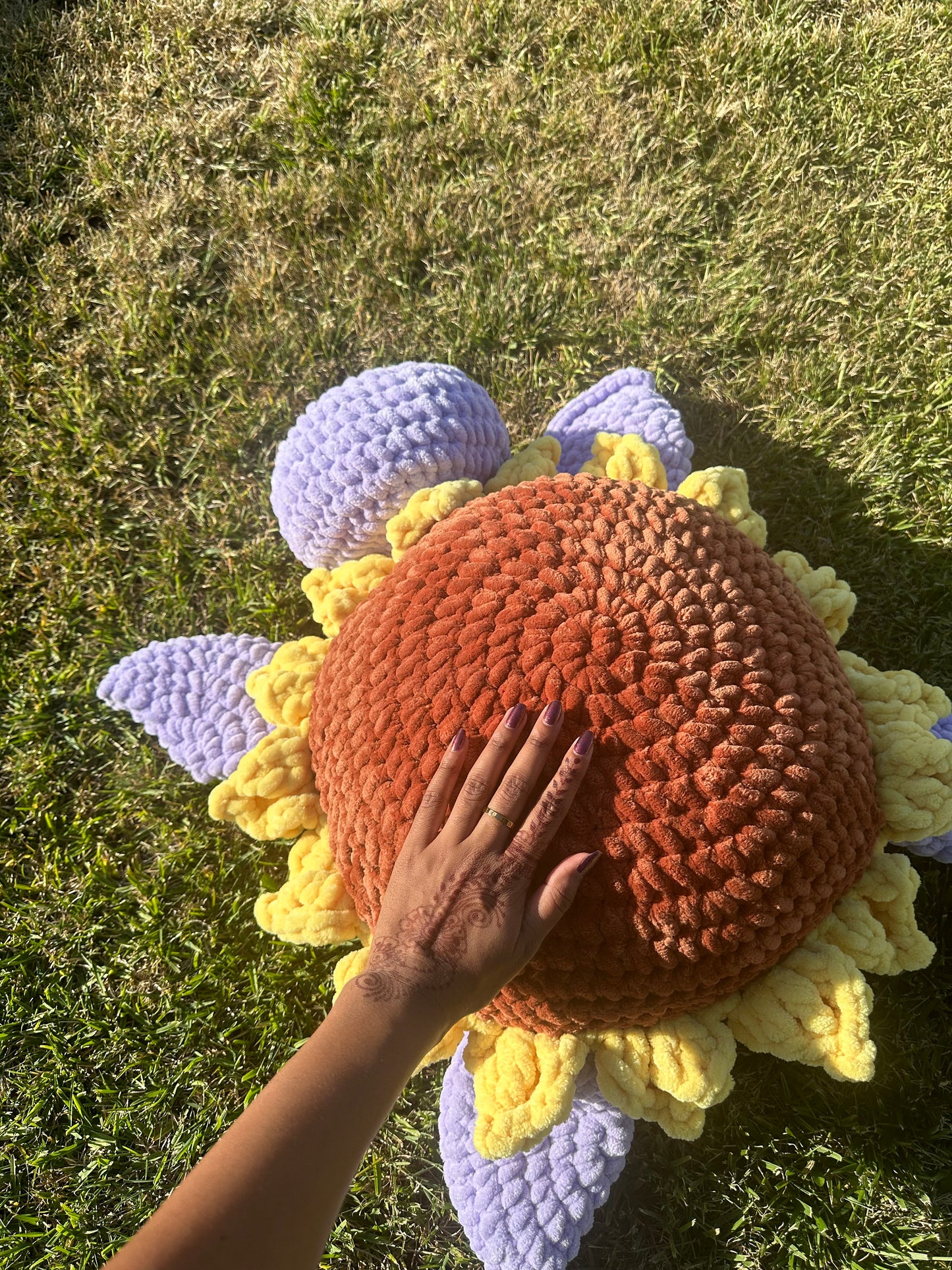 HUGE Crochet Sunflower Turtle Plushie, Amigurumi Decor