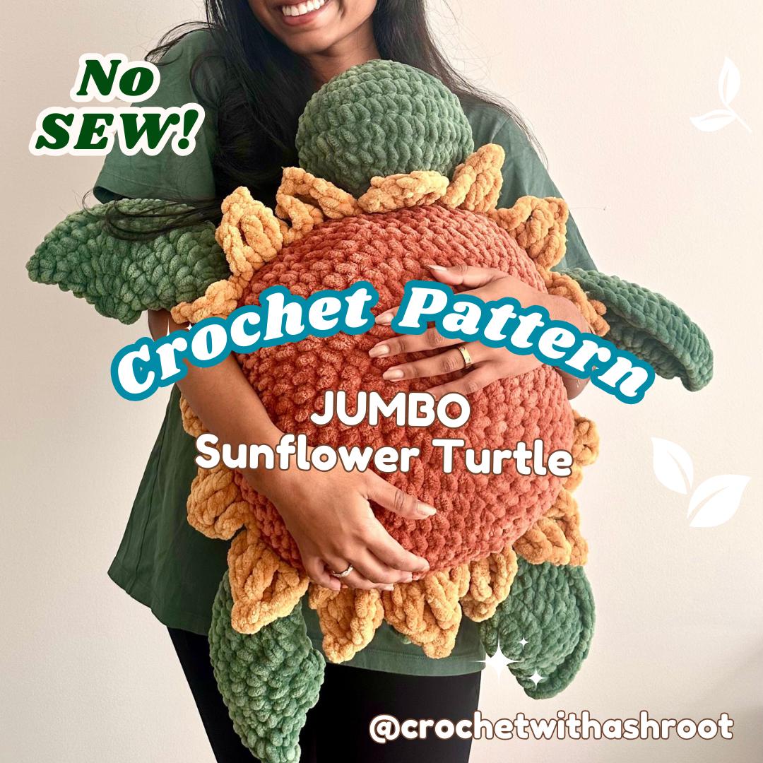Jumbo Sunflower Turtle Crochet Pattern: No Sew Amigurumi (PDF Pattern)